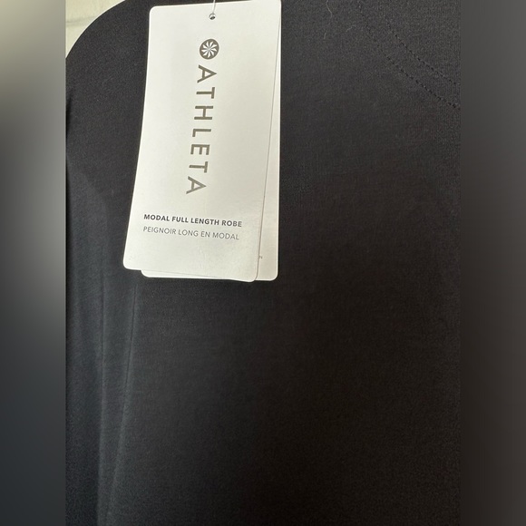 New ATHLETA Modal Full Length Robe Black Long Open Front Pockets S/M NWT $129 - Picture 13 of 16